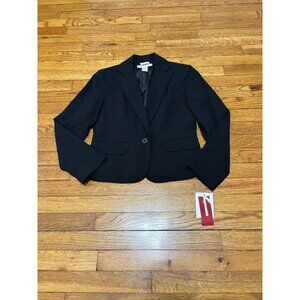 Nine & Co Womens Blazer Jacket Size 6p Petite Black 1 Button Career NWT $59